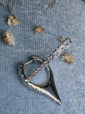 Moissanite Triangle Hoop Earrings In Sterling Silver